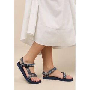 Teva Original Universal Sandals Womens 9 Blue Sun Moon Strappy Casual Comfort